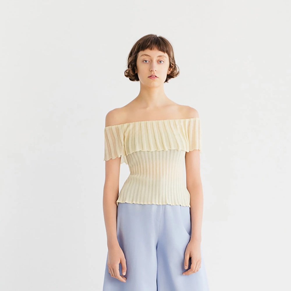 SAMUJI SS19 off-the-shoulder sheer top NWOT Vestia